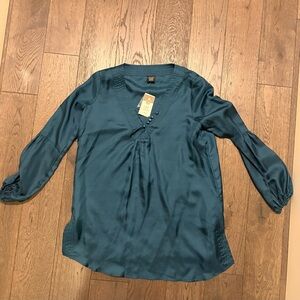 Chic Teal V-Neck Blouse